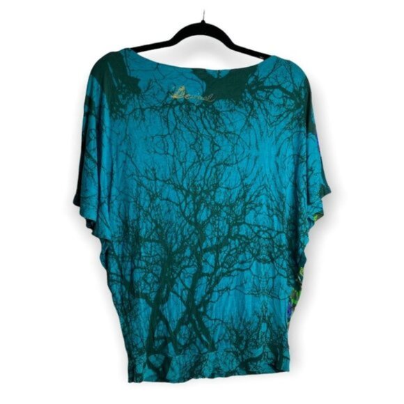 Desigual Teal Short Dolman Sleeve Oversized Top - Picture 4 of 10